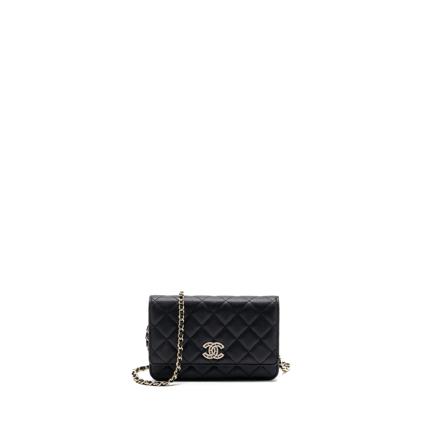 Chanel Detailed Logo Wallet On Chain Black Caviar LGHW (microchip)