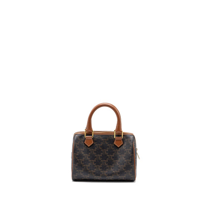 Celine Small Boston Purse Triomphe Canvas/ Leather Brown