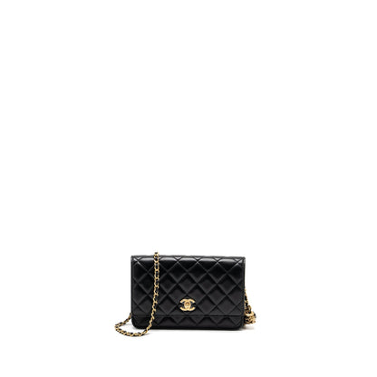 Chanel 22S Pearl Crush Wallet on Chain Lambskin Black Brushed GHW (Microchip)