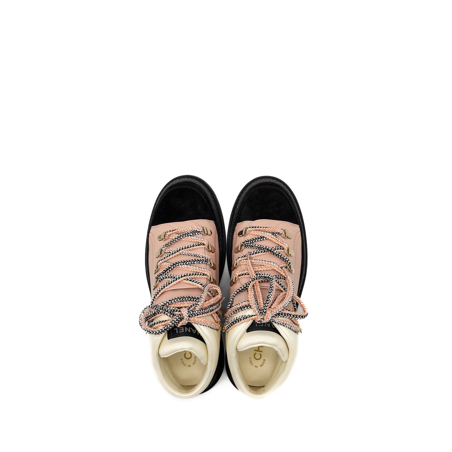 Chanel size 38 ankle bookts multicolor cream / pink / black