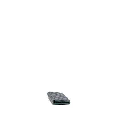 Chanel Long Wallet Lambskin Dark Grey/Green in Green Hardware