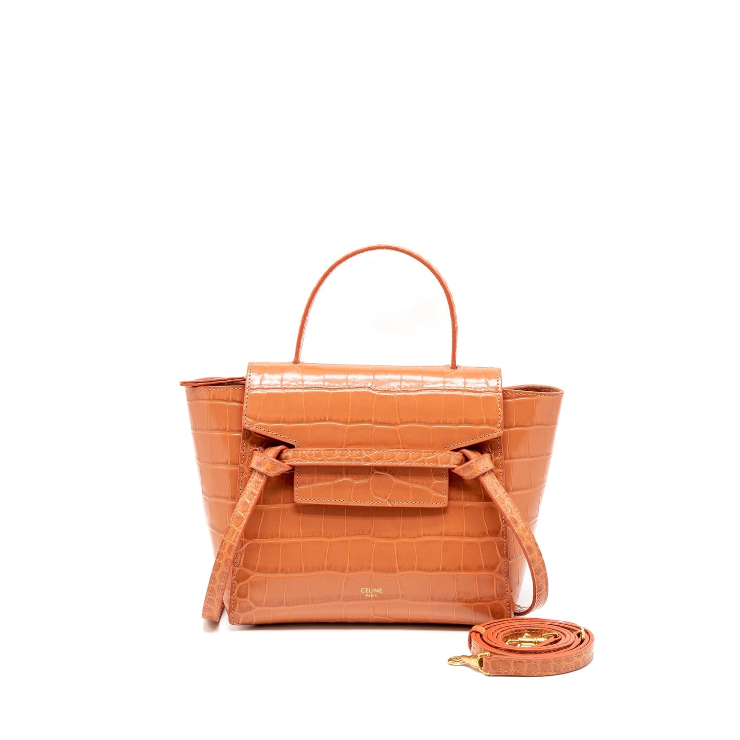 Celine Nano Belt Purse Crocodile-Embossed Calfskin Lychee