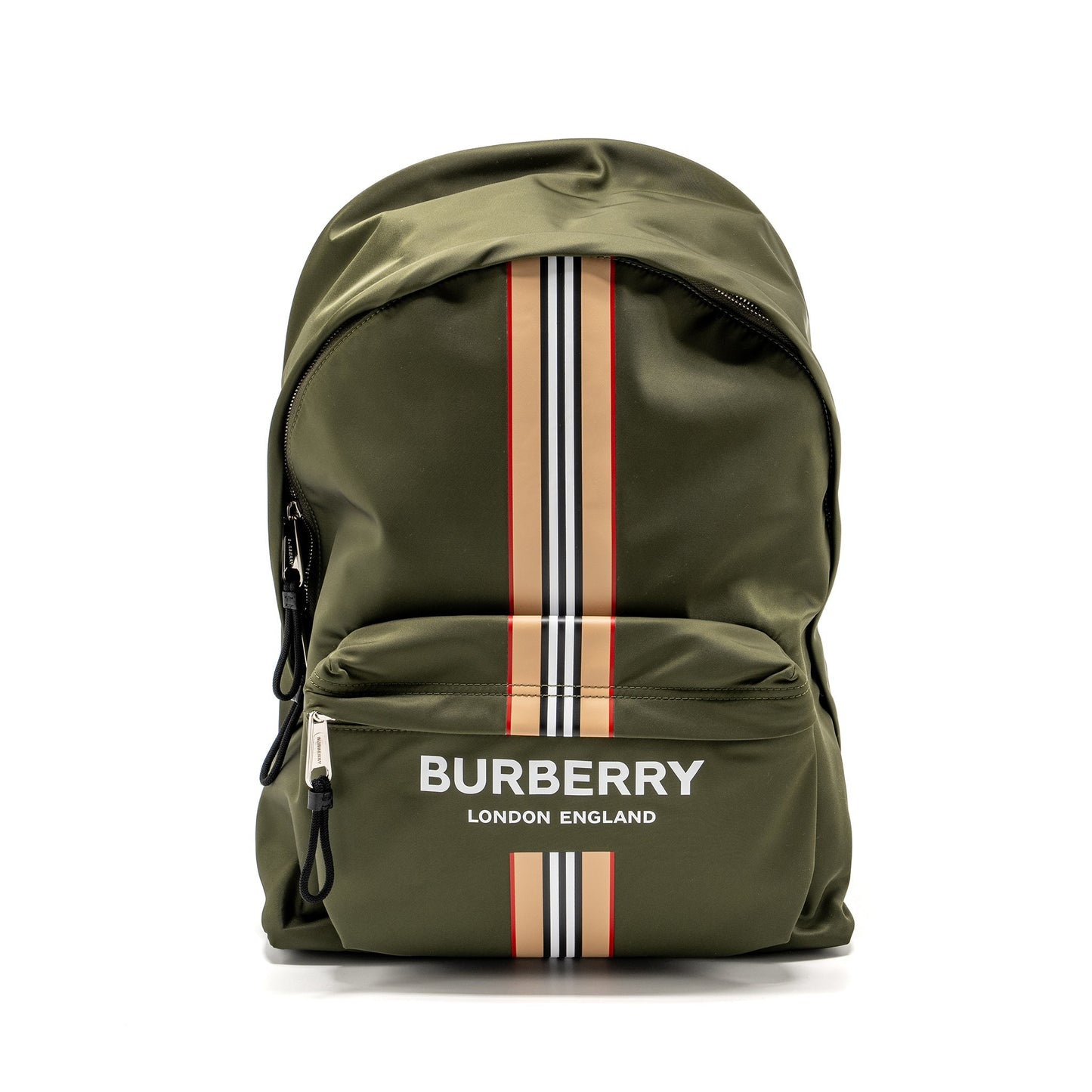 Burberry Logo / Icon Stripe Backpack Nylon Dark Green/Multicolour