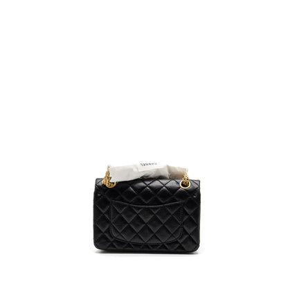 Chanel Mini 2.55 Reissue Flap Bag Aged Calfskin Black Brushed GHW (Microchip)