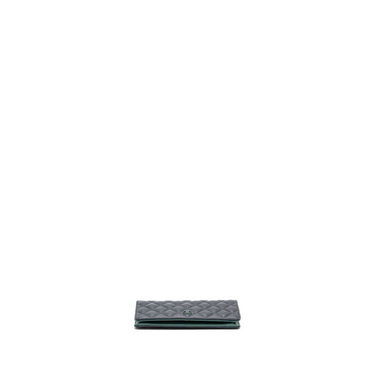 Chanel Long Wallet Lambskin Dark Grey/Green in Green Hardware