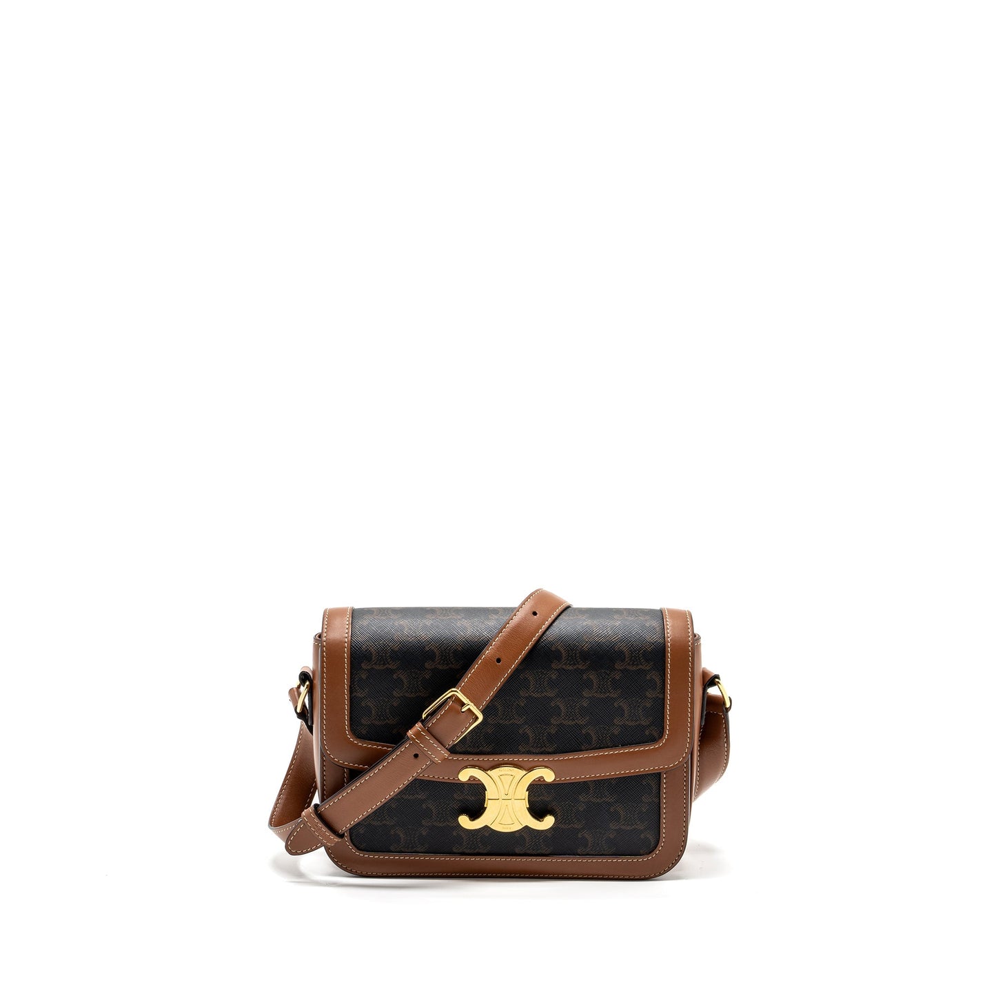 Celine Classic triomphe Purse canvas / calfskin tan