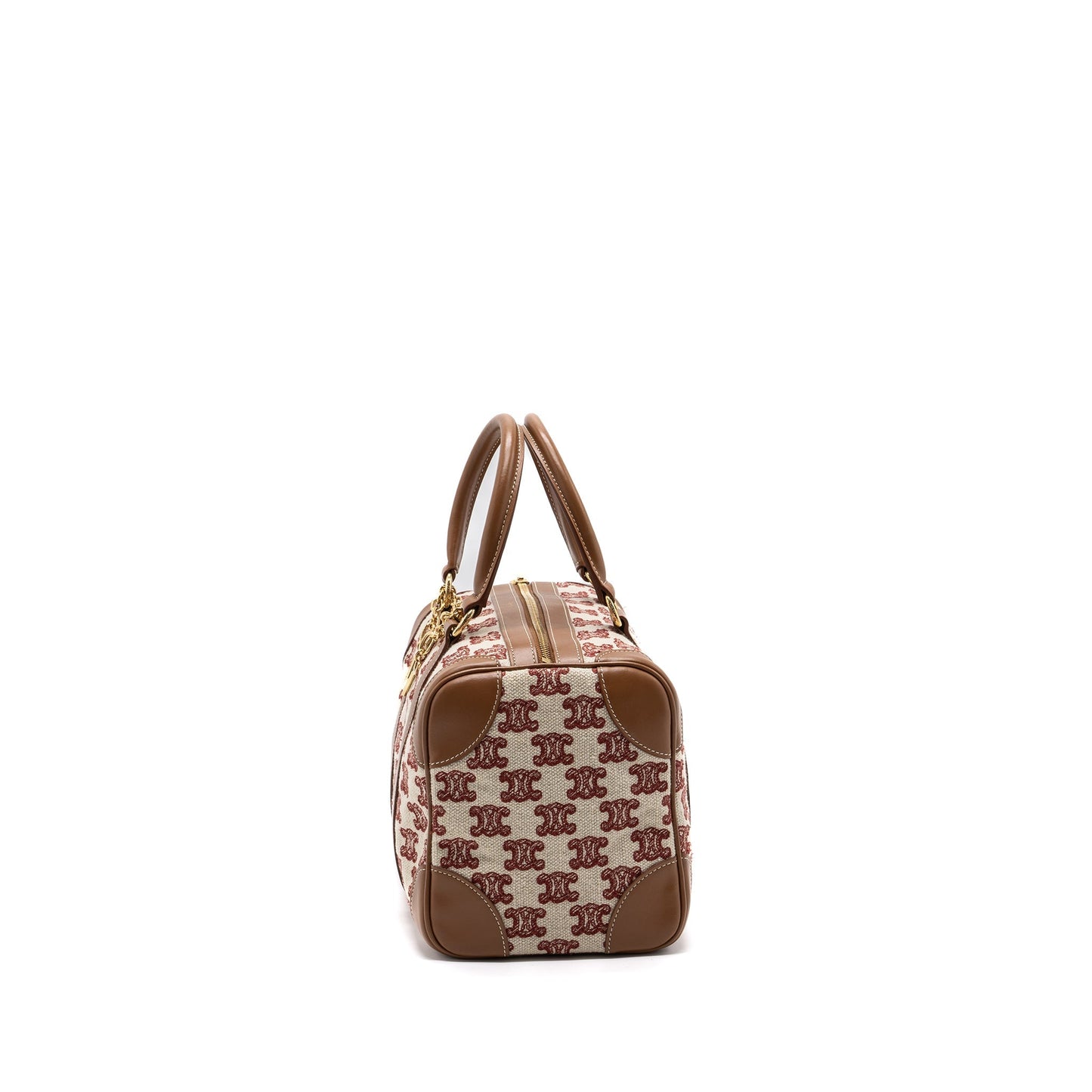 Celine Small Boston Textile Triomphe Fox Red