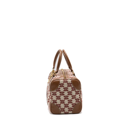 Celine Small Boston Textile Triomphe Fox Red