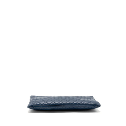 Chanel Classic Quilted Large Clutch Bag Lambskin Navy SHW