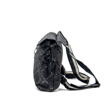 CHANEL Travel Line Check Nylon Backpack Black/White Ruthenium Hardware