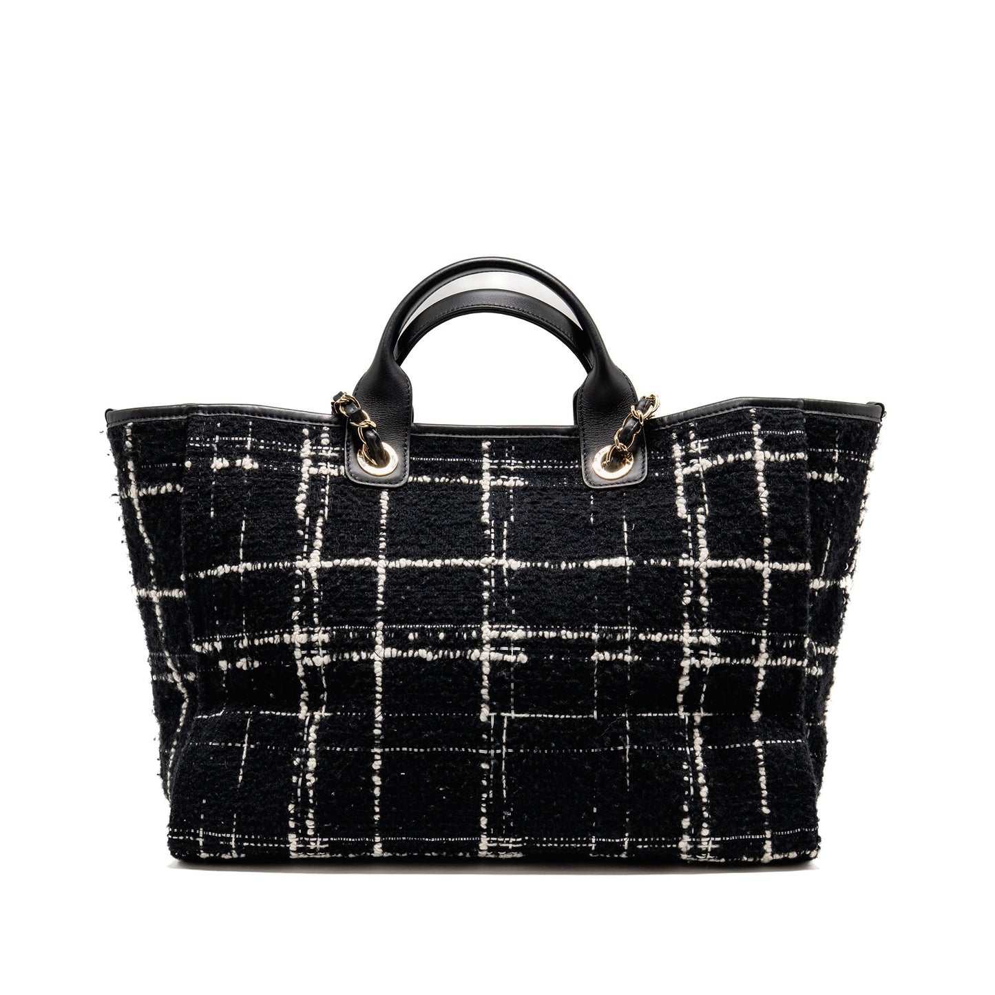 Chanel Deauville tote tweed black / multicolor LGHW (microchip)