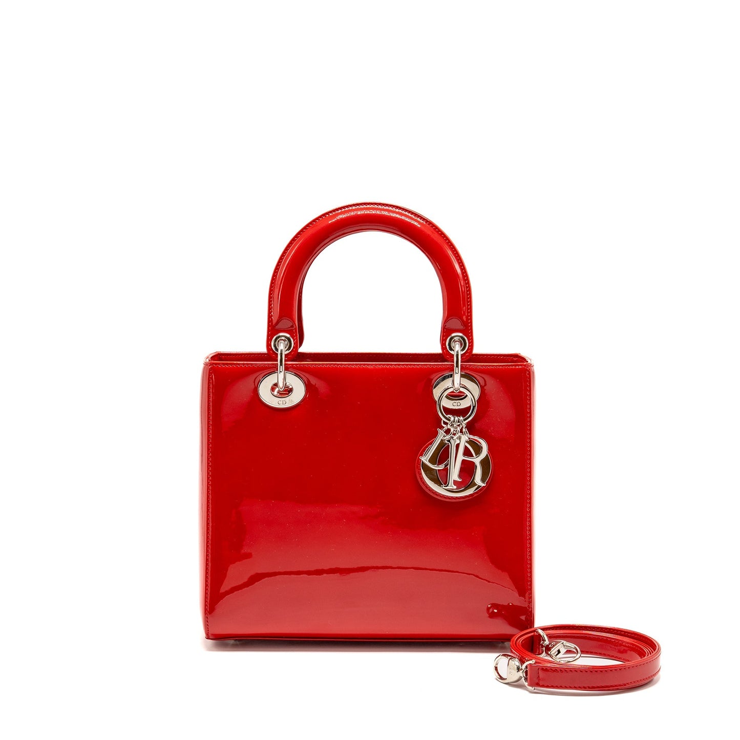 Dior Medium Lady dior patent red