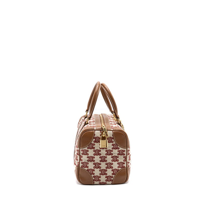 Celine Small Boston Textile Triomphe Fox Red