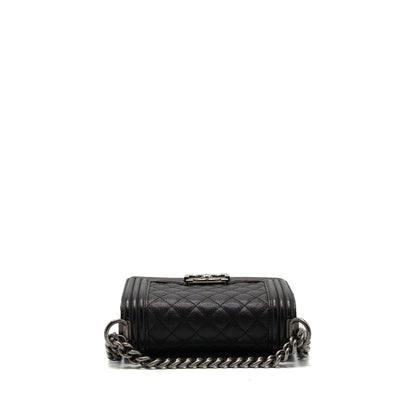 Chanel small boy bag caviar black ruthenium hardware
