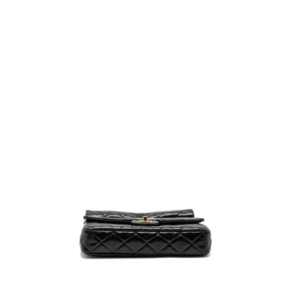 Chanel 23A quilted flap clutch calfskin black LGHW (microchip)