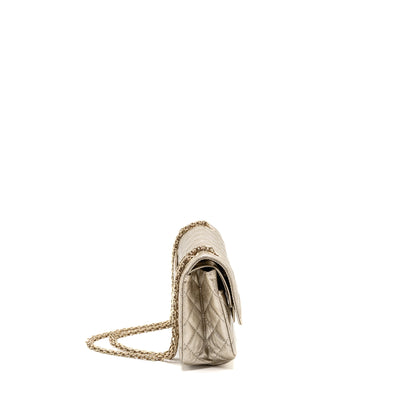 Chanel Small 2.55 Reissue Double Flap Bag Aged Calfskin Metallic Light Gold with LGHW