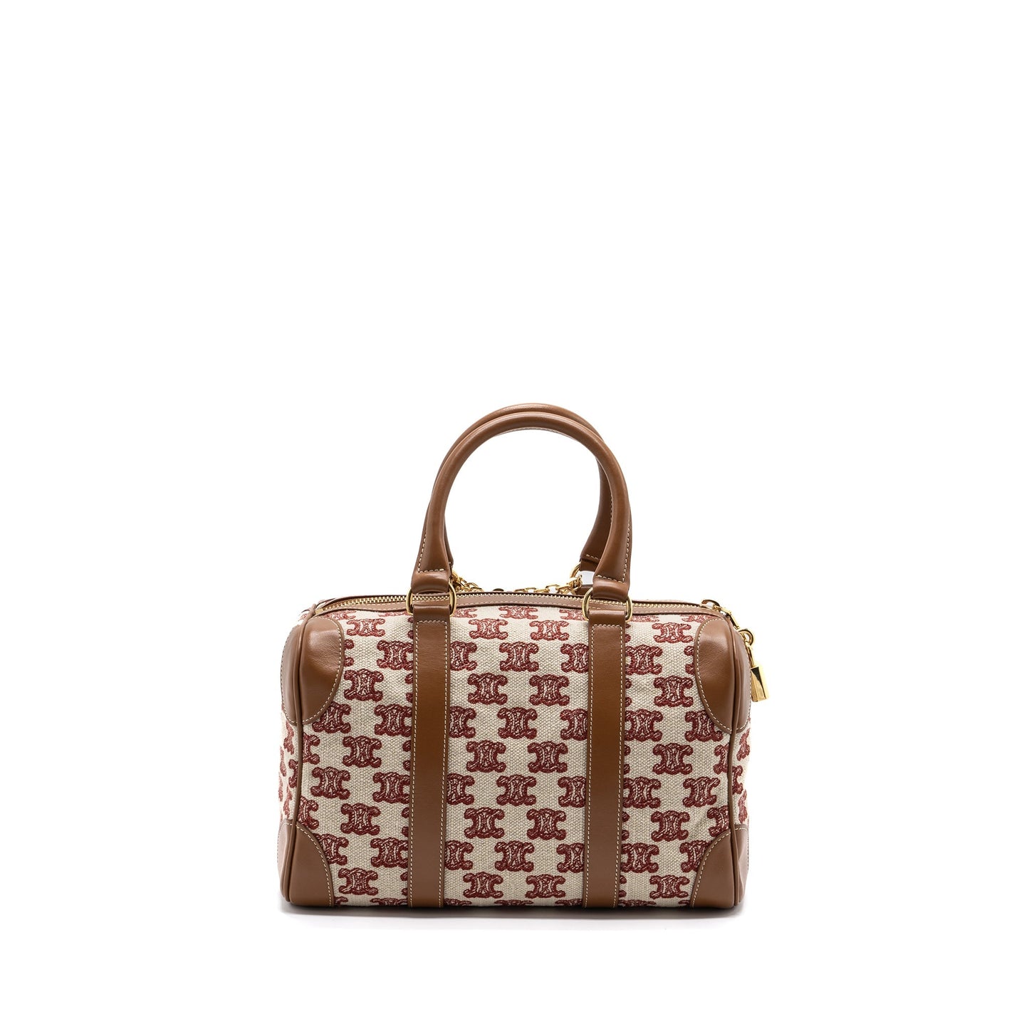 Celine Small Boston Textile Triomphe Fox Red