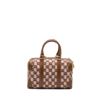 Celine Small Boston Textile Triomphe Fox Red