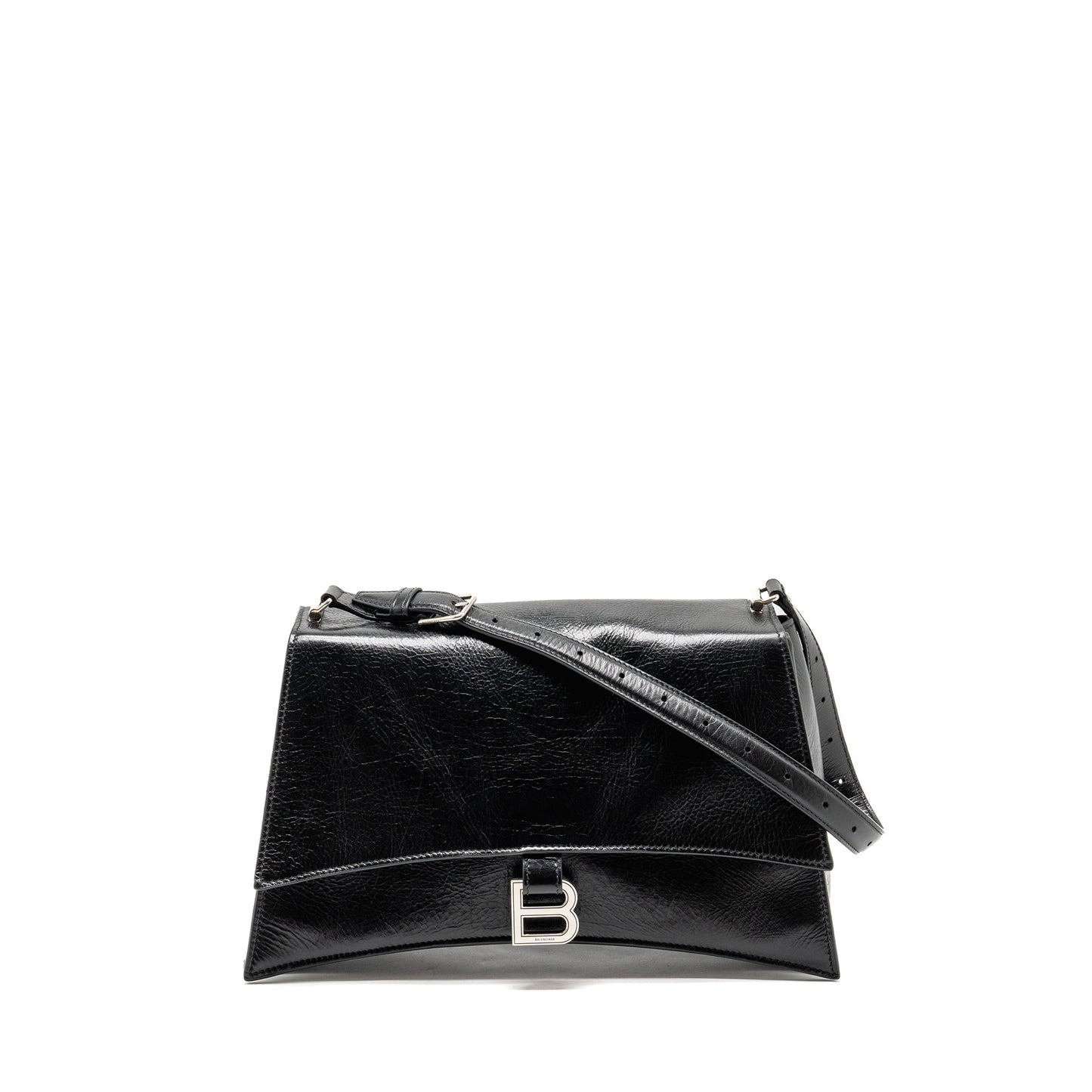 Balenciaga Medium Crush Mini Purse Calfskin Leather Black