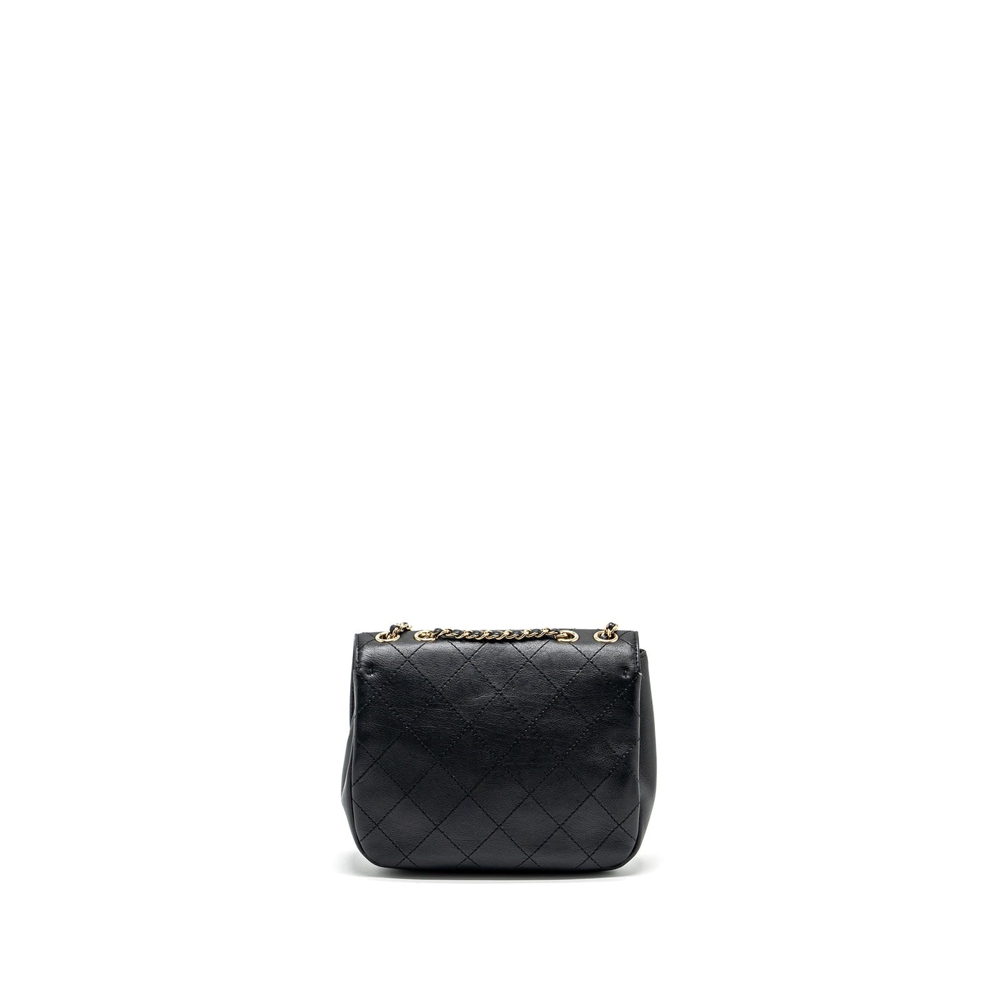 Chanel half moon quilted flap bag Grained Calfskin black GHW