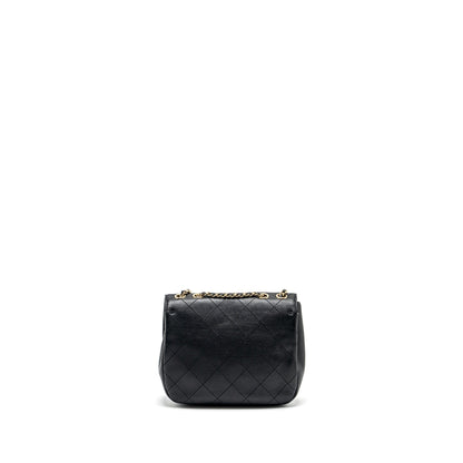 Chanel half moon quilted flap bag Grained Calfskin black GHW