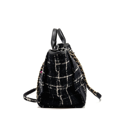 Chanel Deauville tote tweed black / multicolor LGHW (microchip)