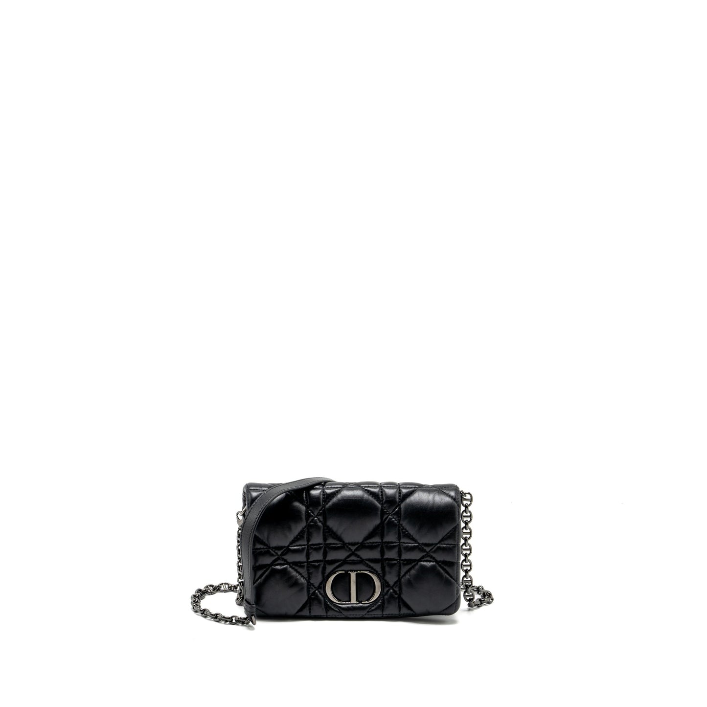 Dior Mini Caro Flap Purse Calfskin Black with Black Hardware