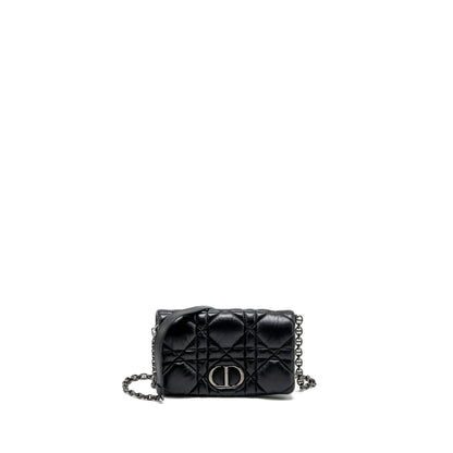 Dior Mini Caro Flap Purse Calfskin Black with Black Hardware