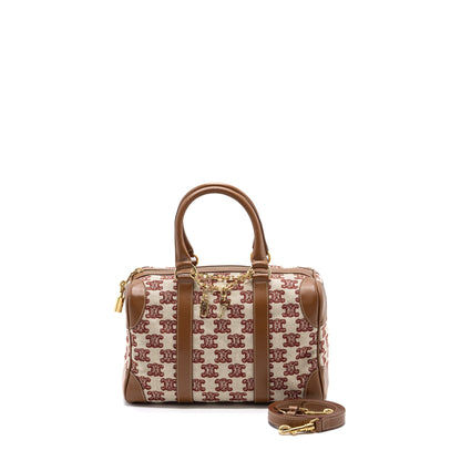 Celine Small Boston Textile Triomphe Fox Red