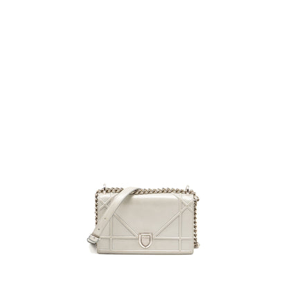 Dior small diorama leather iridescent Pearl grey