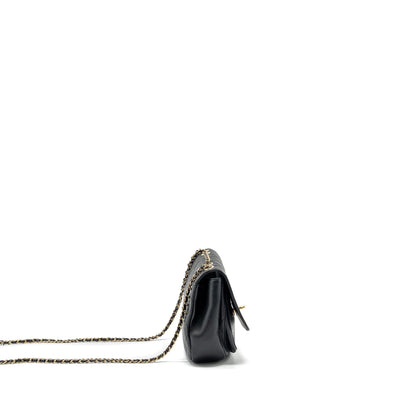 Chanel half moon quilted flap bag Grained Calfskin black GHW