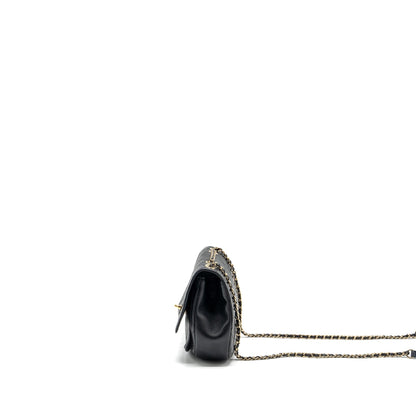 Chanel half moon quilted flap bag Grained Calfskin black GHW