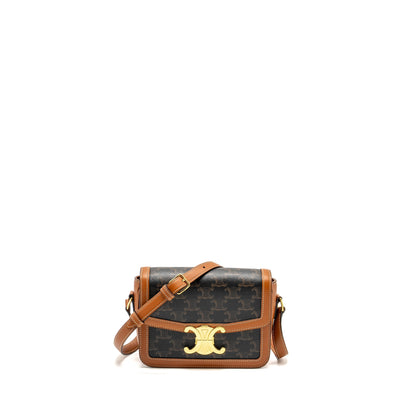 Celine Teen Triomphe Purse in triomphe canvas / calfskin Brown / Multicolour