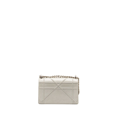 Dior small diorama leather iridescent Pearl grey