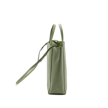 Luxury CELINE vertical cabas tote bag grained calfskin green