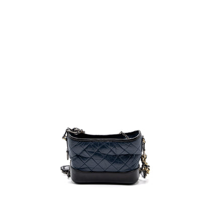 Chanel small gabrielle hobo bag calfskin blue / black multicolor hardware