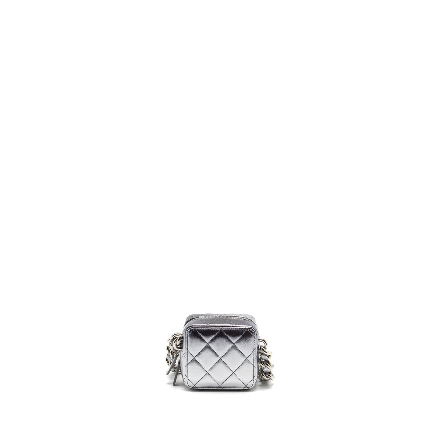 Chanel 22c coco punk purse with giant chain lambskin metallic silver/black SHW