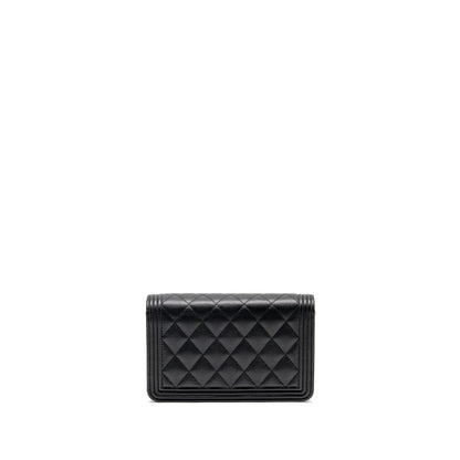 Chanel Boy wallet on chain caviar black ruthenium SHW (microchip)