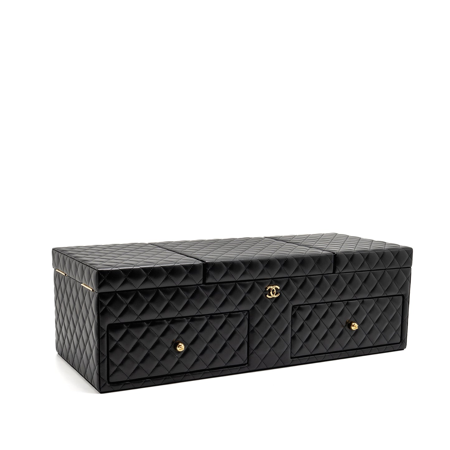 Chanel quilted jewellery box lambskin black LGHW (Microchip)