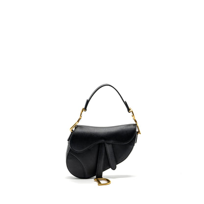 Dior mini saddle Purse grained calfskin black