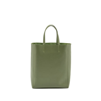 Luxury CELINE vertical cabas tote bag grained calfskin green