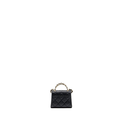 Chanel Top Handle Mini Flap Bag Caviar Black LGHW (Microchip)