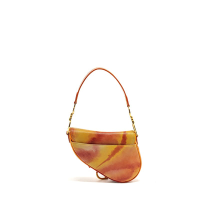 Dior Vintage Mini Saddle Purse Fabric/Leather Multicolour