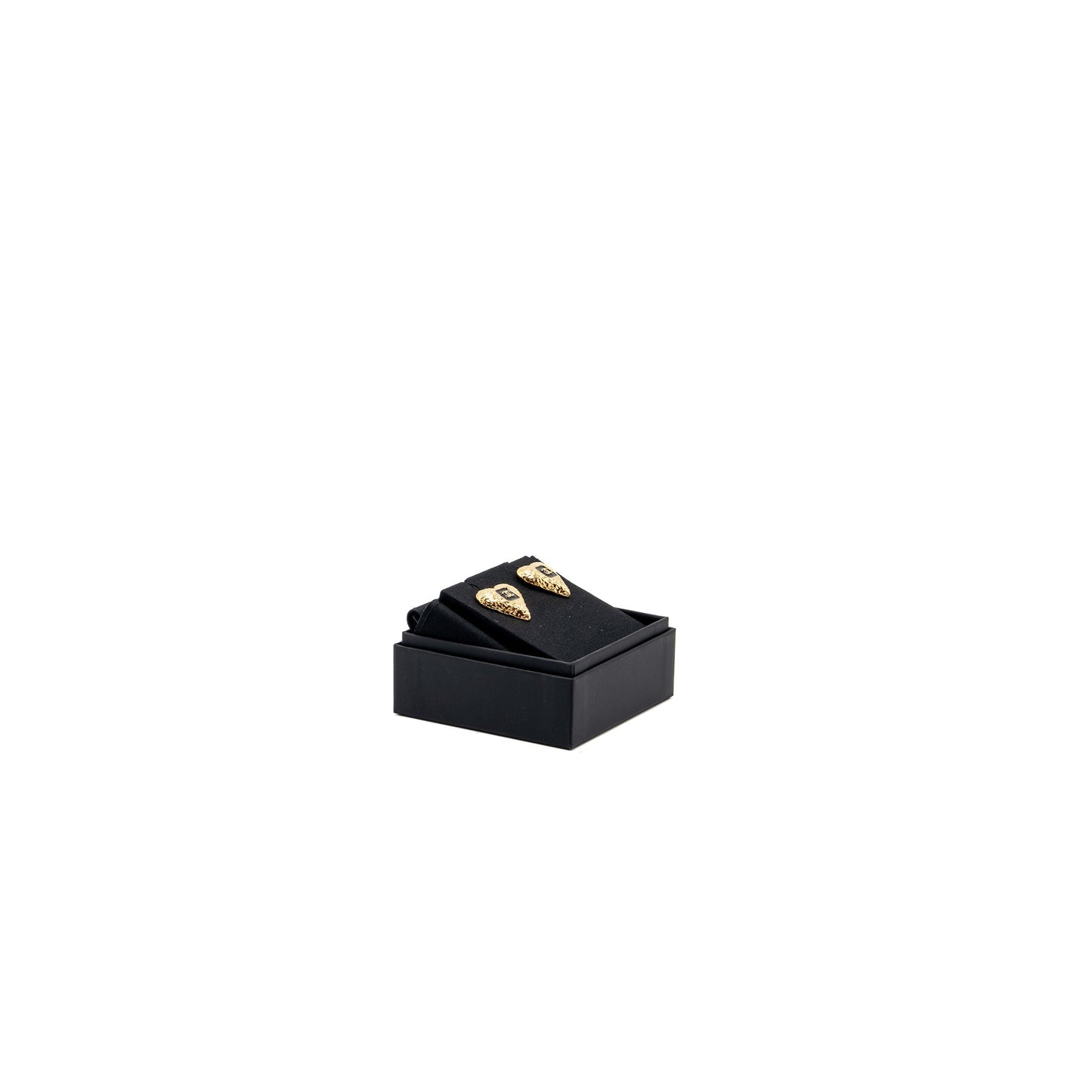Chanel heart and CC logo earrings black / gold tone