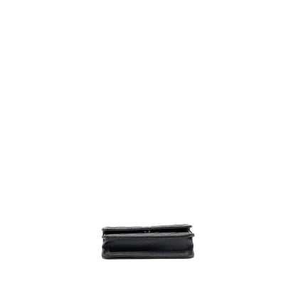 Chanel Pearl Crush Mini Wallet On Chain Lambskin Black GHW (microchip)