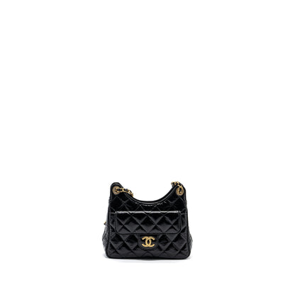 Chanel 23C Small HOBO Bag Shiny Calfskin Black GHW (Microchip)