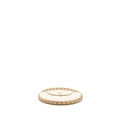 Chanel round clutch patent leather white GHW (microchip)