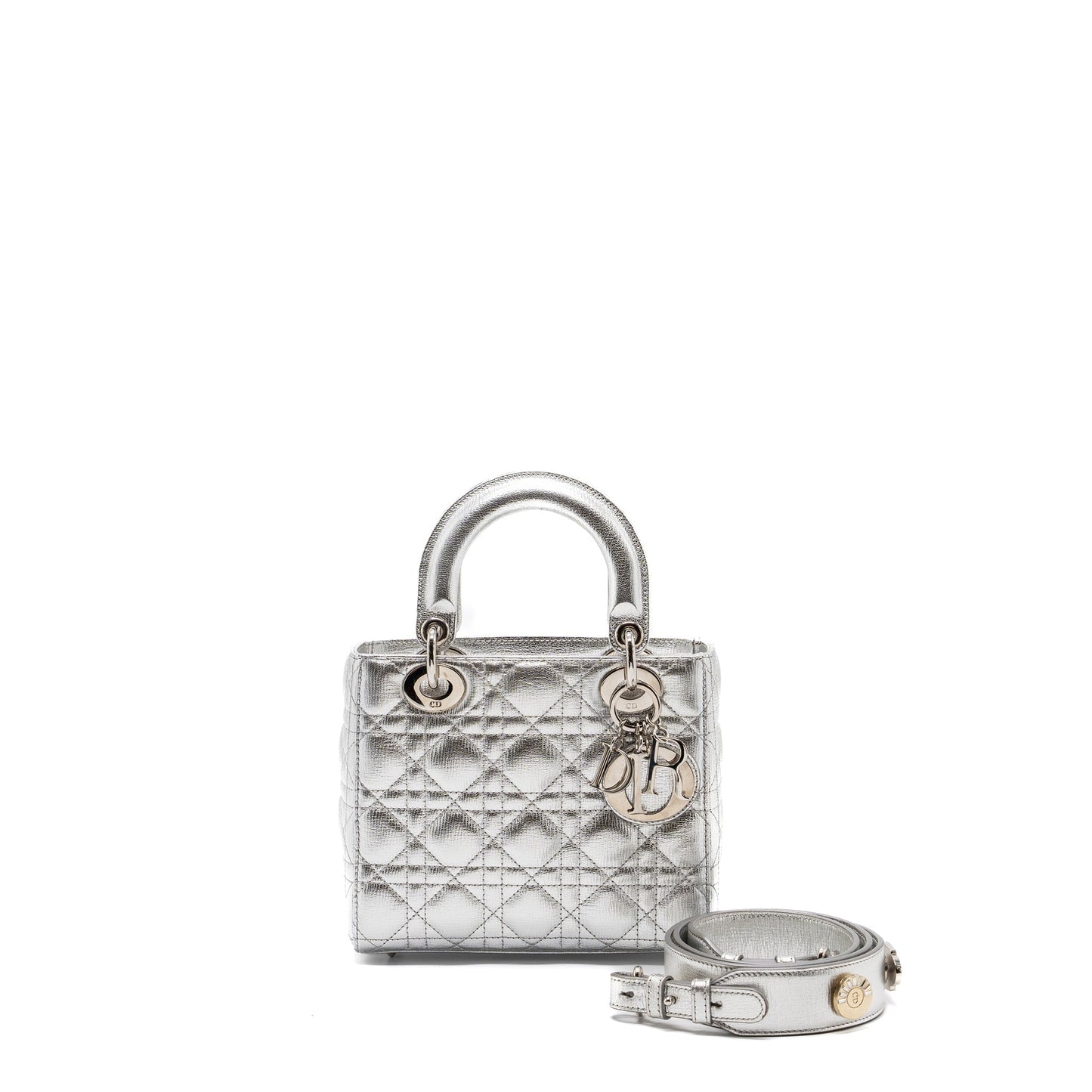 Dior My Dior Small Lady Dior Purse Calfskin Silver