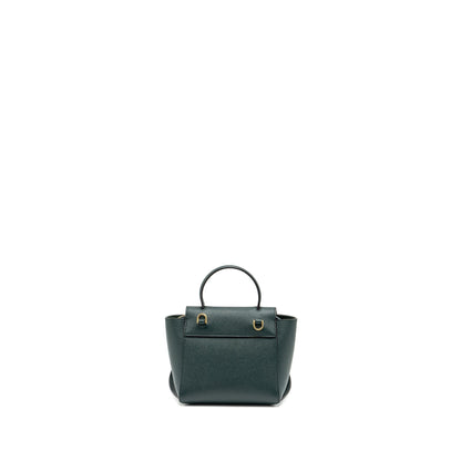 Celine Pico Belt Purse Grained Calfskin Dark Green