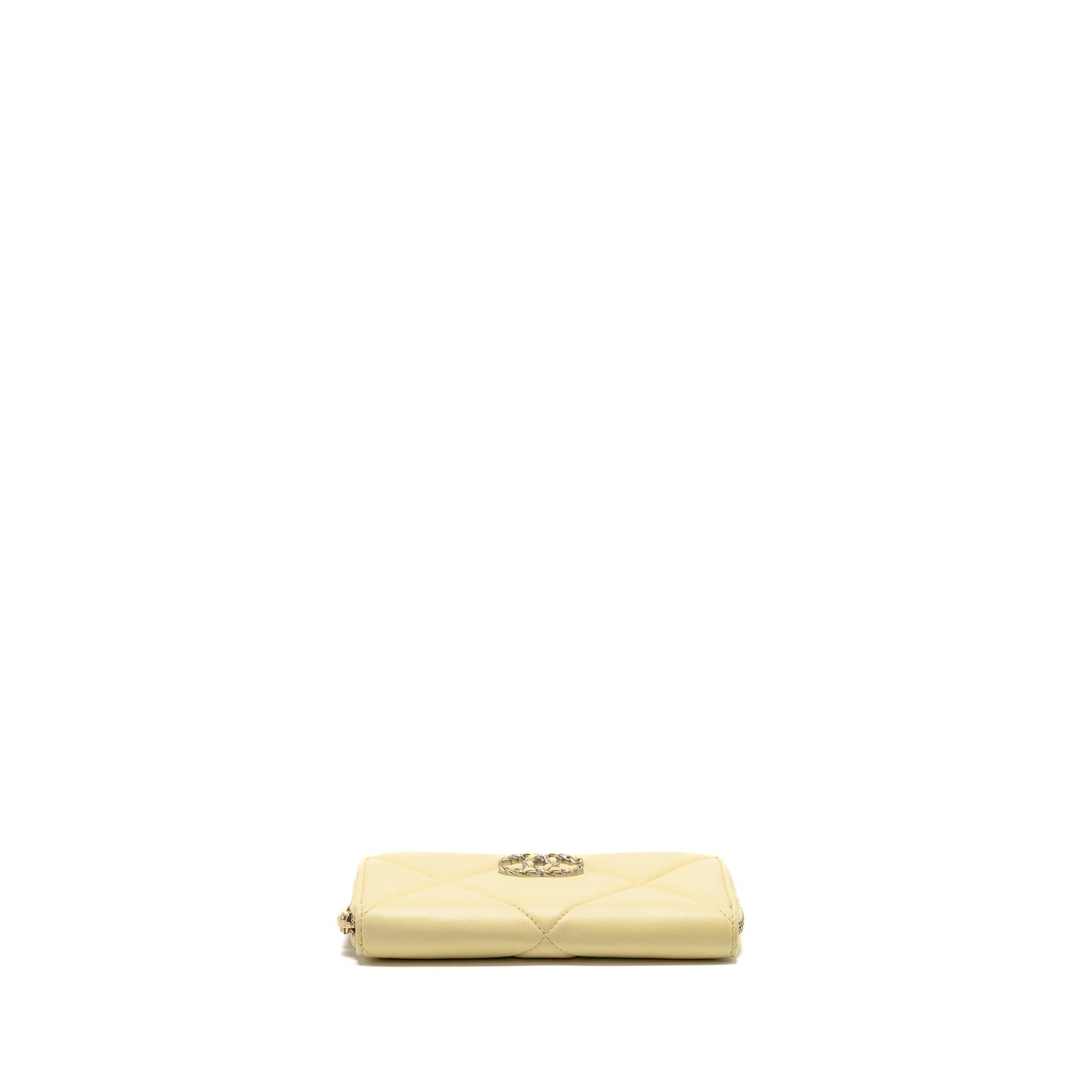 Chanel 19 long wallet lambskin yellow SHW (microchip)